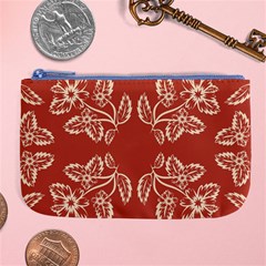 Floral Folk Damask Pattern Fantasy Flowers Floral Geometric Fantasy Large Coin Purse by Eskimos