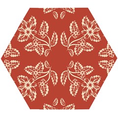 Floral Folk Damask Pattern Fantasy Flowers Floral Geometric Fantasy Wooden Puzzle Hexagon by Eskimos