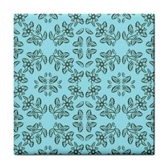 Floral Folk Damask Pattern Fantasy Flowers Floral Geometric Fantasy Tile Coaster by Eskimos