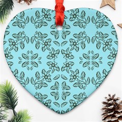 Floral Folk Damask Pattern Fantasy Flowers Floral Geometric Fantasy Ornament (heart) by Eskimos