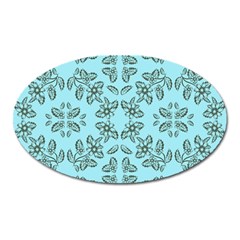 Floral Folk Damask Pattern Fantasy Flowers Floral Geometric Fantasy Oval Magnet by Eskimos