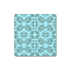 Floral Folk Damask Pattern Fantasy Flowers Floral Geometric Fantasy Square Magnet by Eskimos