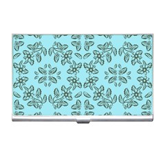 Floral Folk Damask Pattern Fantasy Flowers Floral Geometric Fantasy Business Card Holder by Eskimos