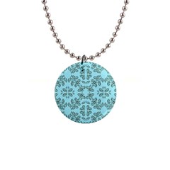 Floral Folk Damask Pattern Fantasy Flowers Floral Geometric Fantasy 1  Button Necklace by Eskimos