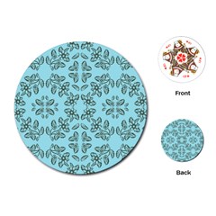 Floral Folk Damask Pattern Fantasy Flowers Floral Geometric Fantasy Playing Cards Single Design (round) by Eskimos