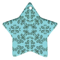 Floral Folk Damask Pattern Fantasy Flowers Floral Geometric Fantasy Star Ornament (two Sides) by Eskimos