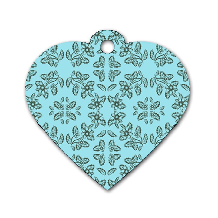 Floral folk damask pattern Fantasy flowers Floral geometric fantasy Dog Tag Heart (Two Sides)