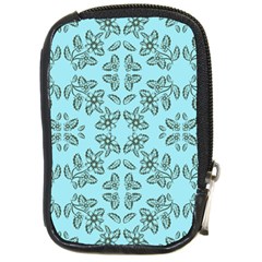 Floral Folk Damask Pattern Fantasy Flowers Floral Geometric Fantasy Compact Camera Leather Case