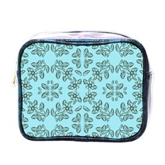 Floral Folk Damask Pattern Fantasy Flowers Floral Geometric Fantasy Mini Toiletries Bag (one Side) by Eskimos