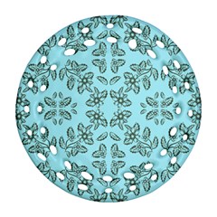 Floral Folk Damask Pattern Fantasy Flowers Floral Geometric Fantasy Round Filigree Ornament (two Sides)