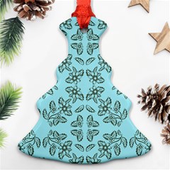 Floral Folk Damask Pattern Fantasy Flowers Floral Geometric Fantasy Christmas Tree Ornament (two Sides) by Eskimos