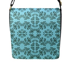 Floral Folk Damask Pattern Fantasy Flowers Floral Geometric Fantasy Flap Closure Messenger Bag (l) by Eskimos