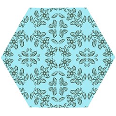 Floral Folk Damask Pattern Fantasy Flowers Floral Geometric Fantasy Wooden Puzzle Hexagon by Eskimos