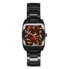 Sfolk Flowers Print Floral Pattern Ethnic Art Stainless Steel Barrel Watch by Eskimos