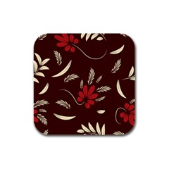 Sfolk Flowers Print Floral Pattern Ethnic Art Rubber Square Coaster (4 Pack) by Eskimos