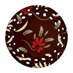 Sfolk Flowers Print Floral Pattern Ethnic Art Ornament (round Filigree) by Eskimos