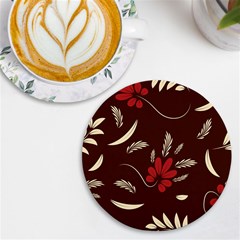 Sfolk Flowers Print Floral Pattern Ethnic Art Uv Print Round Tile Coaster by Eskimos