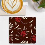 SFolk flowers print Floral pattern Ethnic art UV Print Square Tile Coaster  Front