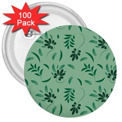 Folk Flowers Print Floral Pattern Ethnic Art 3  Buttons (100 Pack)  by Eskimos