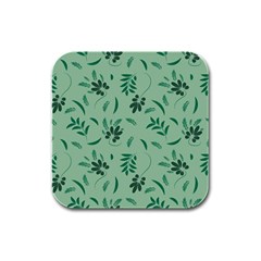 Folk Flowers Print Floral Pattern Ethnic Art Rubber Square Coaster (4 Pack) by Eskimos