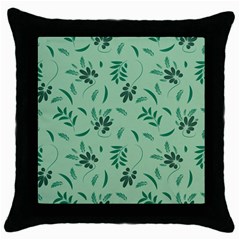 Folk Flowers Print Floral Pattern Ethnic Art Throw Pillow Case (black) by Eskimos