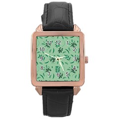 Folk Flowers Print Floral Pattern Ethnic Art Rose Gold Leather Watch  by Eskimos