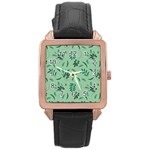 Folk flowers print Floral pattern Ethnic art Rose Gold Leather Watch  Front