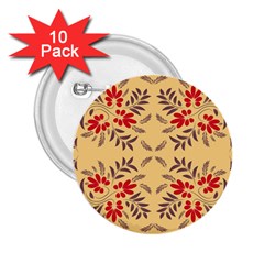 Floral Folk Damask Pattern Fantasy Flowers Floral Geometric Fantasy 2 25  Buttons (10 Pack)  by Eskimos