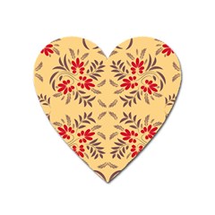 Floral Folk Damask Pattern Fantasy Flowers Floral Geometric Fantasy Heart Magnet by Eskimos