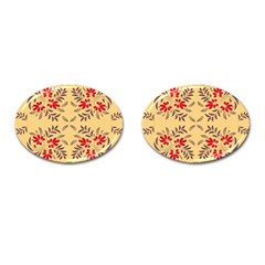 Floral Folk Damask Pattern Fantasy Flowers Floral Geometric Fantasy Cufflinks (oval) by Eskimos