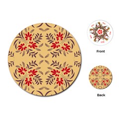 Floral Folk Damask Pattern Fantasy Flowers Floral Geometric Fantasy Playing Cards Single Design (round) by Eskimos