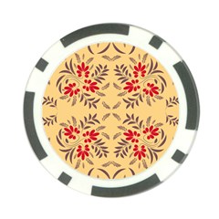 Floral Folk Damask Pattern Fantasy Flowers Floral Geometric Fantasy Poker Chip Card Guard by Eskimos