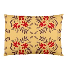 Floral Folk Damask Pattern Fantasy Flowers Floral Geometric Fantasy Pillow Case by Eskimos