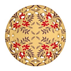 Floral Folk Damask Pattern Fantasy Flowers Floral Geometric Fantasy Round Filigree Ornament (two Sides)