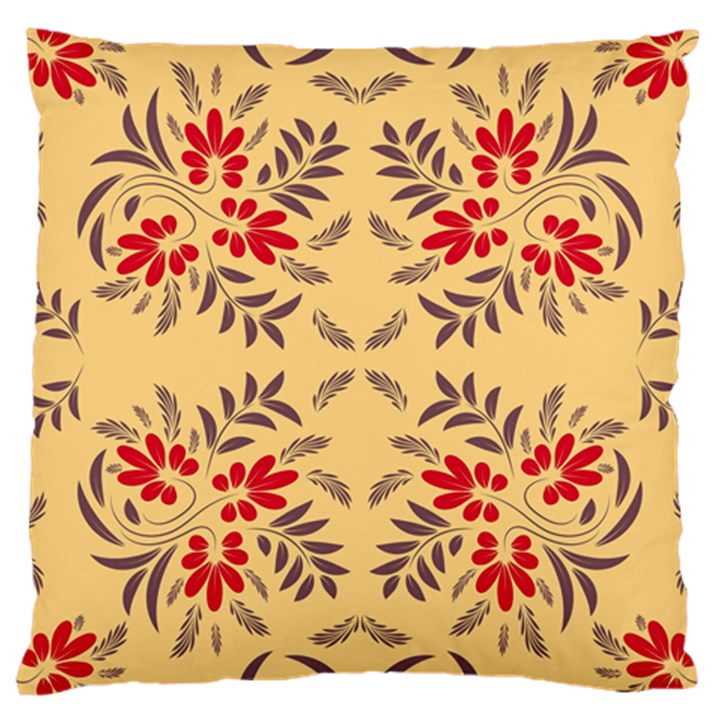 Floral folk damask pattern Fantasy flowers Floral geometric fantasy Large Cushion Case (One Side)