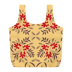 Floral Folk Damask Pattern Fantasy Flowers Floral Geometric Fantasy Full Print Recycle Bag (l) by Eskimos