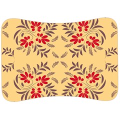 Floral Folk Damask Pattern Fantasy Flowers Floral Geometric Fantasy Velour Seat Head Rest Cushion by Eskimos