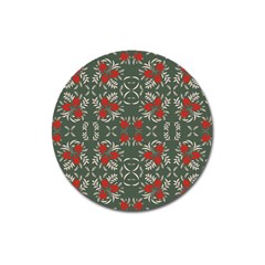 Floral Folk Damask Pattern Fantasy Flowers Floral Geometric Fantasy Magnet 3  (round) by Eskimos