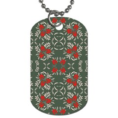 Floral Folk Damask Pattern Fantasy Flowers Floral Geometric Fantasy Dog Tag (one Side) by Eskimos