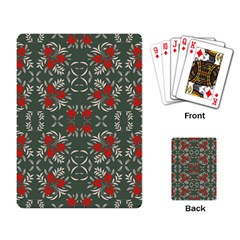 Floral Folk Damask Pattern Fantasy Flowers Floral Geometric Fantasy Playing Cards Single Design (rectangle) by Eskimos