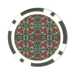 Floral Folk Damask Pattern Fantasy Flowers Floral Geometric Fantasy Poker Chip Card Guard by Eskimos