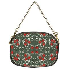 Floral Folk Damask Pattern Fantasy Flowers Floral Geometric Fantasy Chain Purse (two Sides) by Eskimos