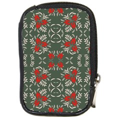 Floral Folk Damask Pattern Fantasy Flowers Floral Geometric Fantasy Compact Camera Leather Case by Eskimos