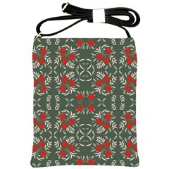 Floral Folk Damask Pattern Fantasy Flowers Floral Geometric Fantasy Shoulder Sling Bag by Eskimos