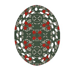 Floral Folk Damask Pattern Fantasy Flowers Floral Geometric Fantasy Ornament (oval Filigree) by Eskimos