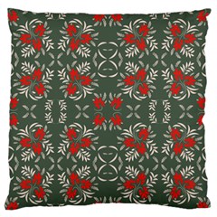 Floral Folk Damask Pattern Fantasy Flowers Floral Geometric Fantasy Large Flano Cushion Case (one Side) by Eskimos