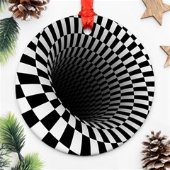 3d Optical Illusion, Dark Hole, Funny Effect Ornament (round) by Casemiro