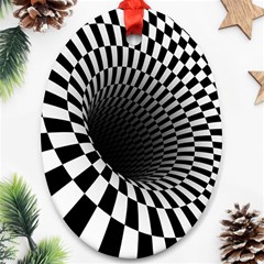 3d Optical Illusion, Dark Hole, Funny Effect Ornament (oval)