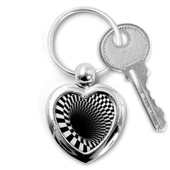 3d Optical Illusion, Dark Hole, Funny Effect Key Chain (heart) by Casemiro