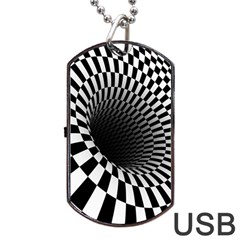 3d Optical Illusion, Dark Hole, Funny Effect Dog Tag Usb Flash (one Side) by Casemiro